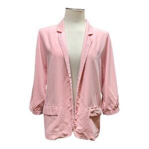 Chico's Open Front 3/4 Sleeve Modal Blazer Soft Pink Large